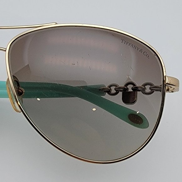 *SOLD* Tiffany & Co TF3034 6021/3M Gold Blue Frame Grey Lens Aviator Sunglasses - Picture 12 of 14